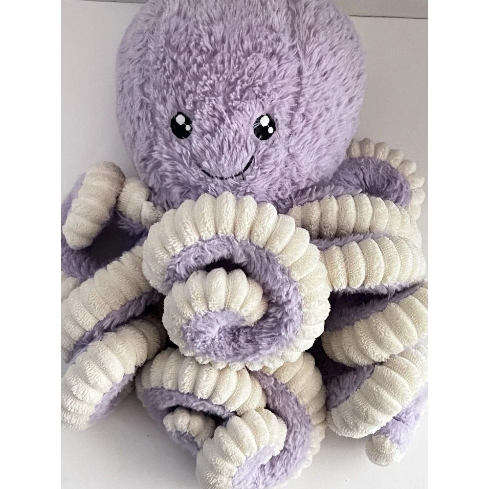 Octopus Plush Stuffed Animal Purple/Violet Ribbed Tentacles Sealife Beach Kawaii